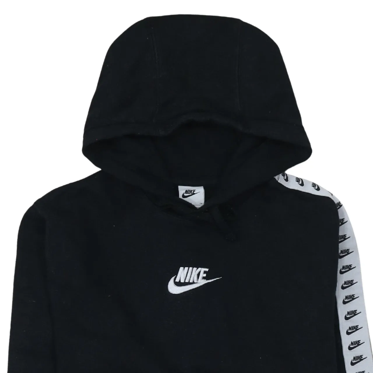 Nike Black Hoodie Men's Small Embroidered Chest Logo Branded Tape Sleeve Pullover Sweatshirt sold by Vintage Club product image thumbnail 3