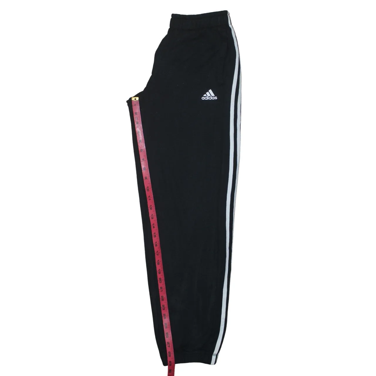 Adidas Black Joggers Men's Small Three Stripe Sides Embroidered Logo Fleece Sweatpants sold by Vintage Club product image thumbnail 5