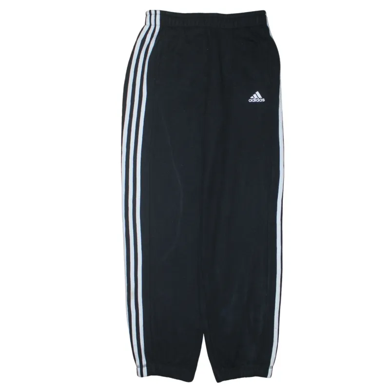 Adidas Black Joggers Men's Small Three Stripe Sides Embroidered Logo Fleece Sweatpants sold by Vintage Club