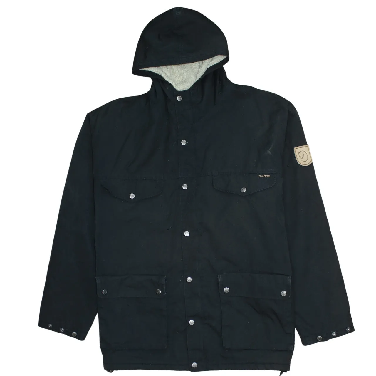 Fjallraven Black Hooded Jacket Men’s XLarge G-1000 Logo Patch Multi Pocket Parka Coat sold by Vintage Club