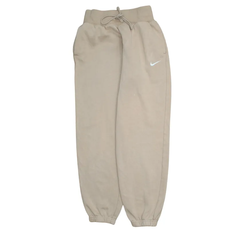 Nike Beige Cream Joggers Men’s Small Embroidered Swoosh Elasticated Cuffs Fleece Sweatpants made by Nike
