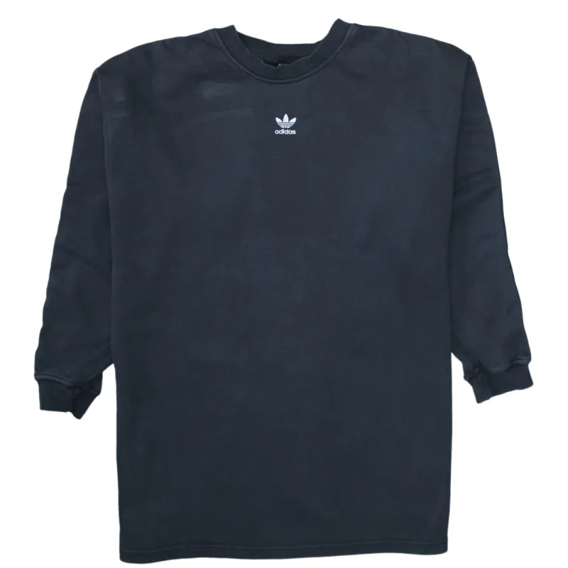 Adidas Black Sweatshirt Women's Small Embroidered Trefoil Logo Sleeve Logos Pullover Top sold by Vintage Club