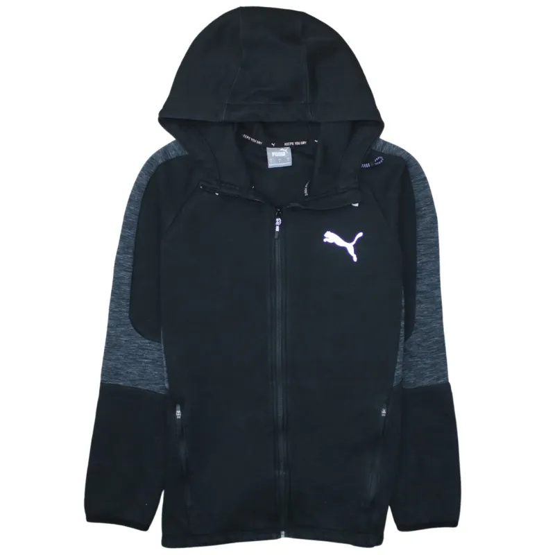 Puma Black Full Zip Hoodie Women’s Small Printed Logo Contrast Sleeves Casual Sweatshirt sold by Vintage Club