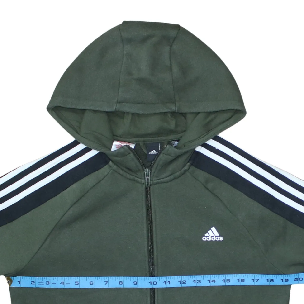 Adidas Dark Green Full Zip Hoodie Women’s XLarge Embroidered Logo Three Stripe Sleeves Sweatshirt sold by Vintage Club product image thumbnail 5