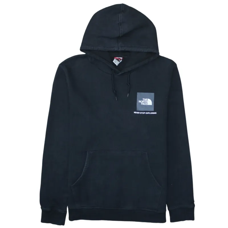 The North Face Black Hoodie Men's XLarge Printed Chest Logo Back Logo Pullover Sweatshirt made by Vintage Club