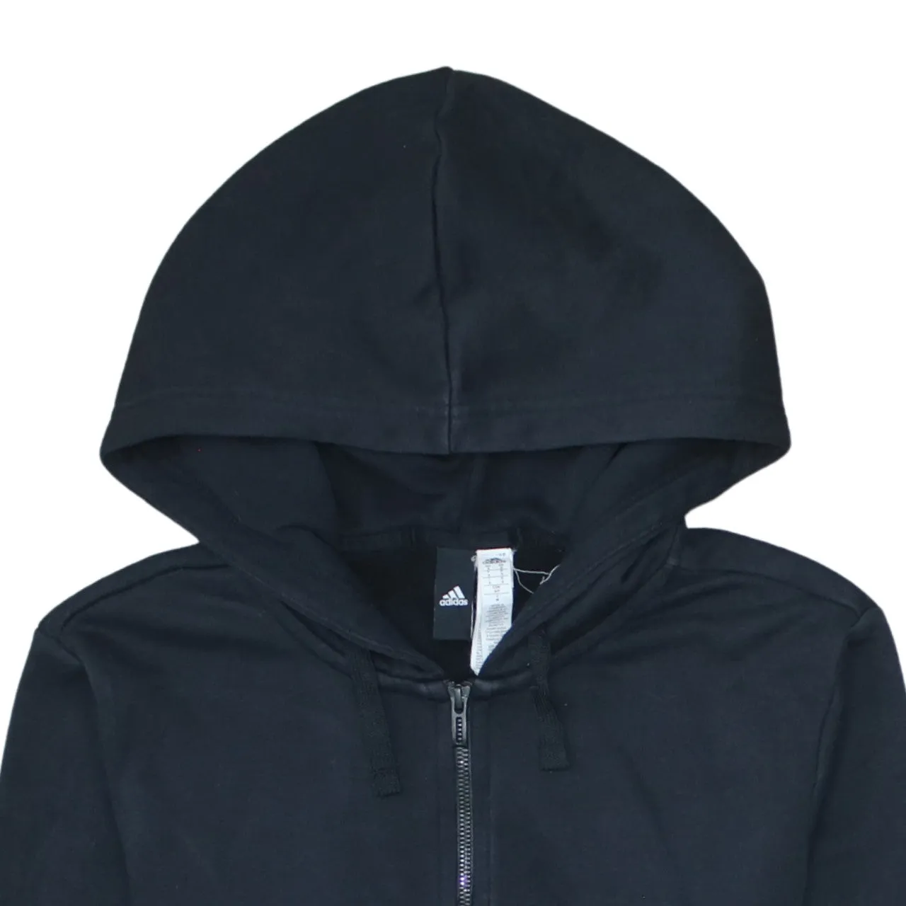 Adidas Black Zip Hoodie Women’s Small Sleeve Logo Drawstring Hood Casual Sweatshirt sold by Vintage Club product image thumbnail 3