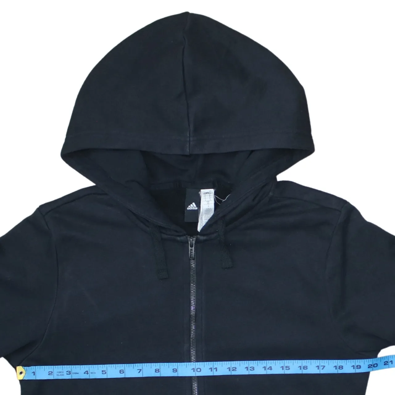 Adidas Black Zip Hoodie Women’s Small Sleeve Logo Drawstring Hood Casual Sweatshirt sold by Vintage Club product image thumbnail 5