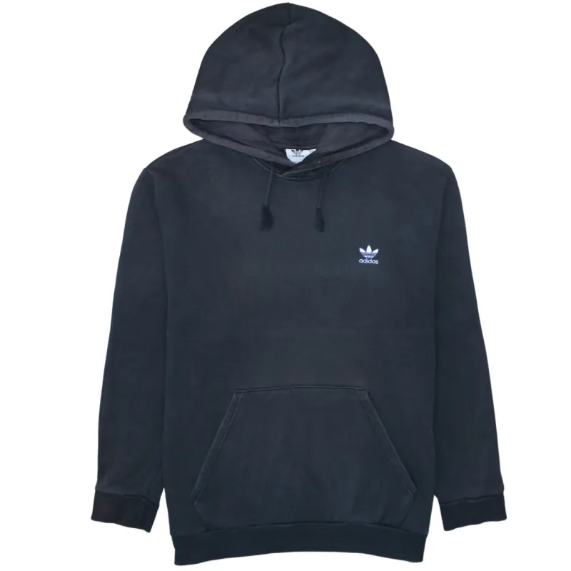 Adidas Black Hoodie Men’s XLarge Embroidered Trefoil Logo Front Pocket Pullover Sweatshirt sold by Vintage Club