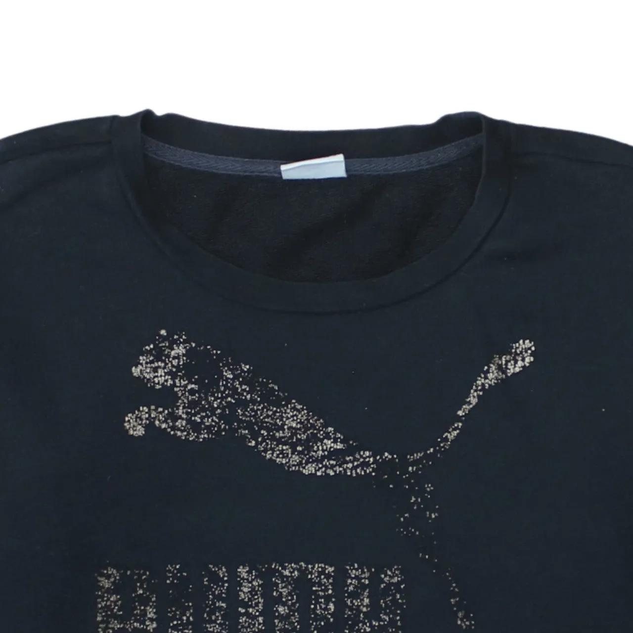 Puma Black Sweatshirt Women’s Small Glitter Printed Logo Crewneck Pullover Jumper sold by Vintage Club product image thumbnail 3