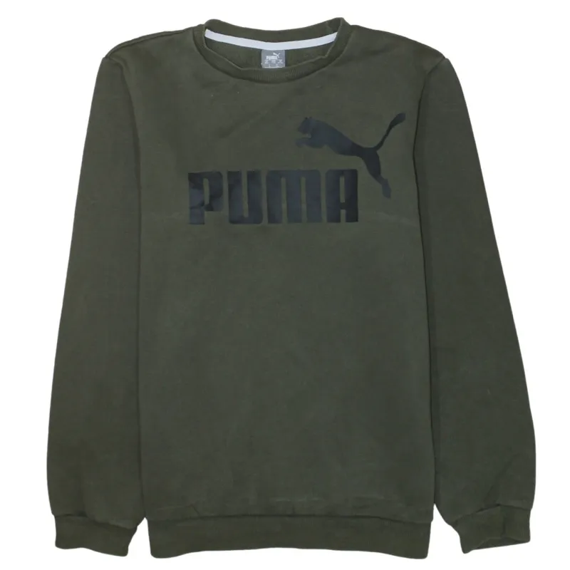 Puma Khaki Green Sweatshirt Women's 2XL Printed Chest Logo Crewneck Pullover Top made by Puma