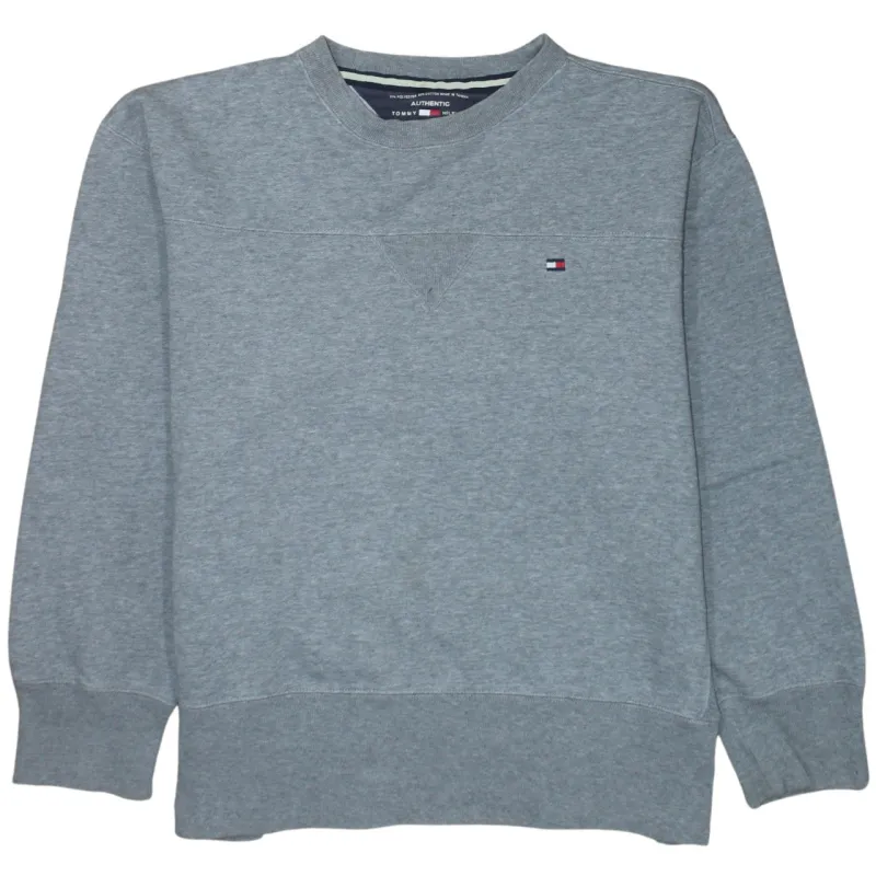 Tommy Hilfiger Grey Sweatshirt Men's Medium Embroidered Flag Logo Crewneck Pullover Fleece Top sold by Vintage Club