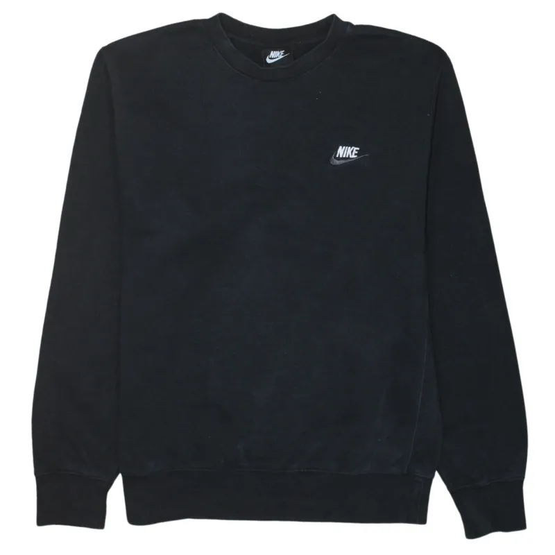 Nike Black Sweatshirt Men's Small Embroidered Chest Logo Fleece Crewneck Pullover Top made by Nike