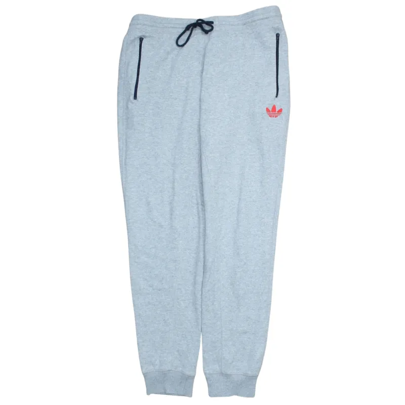 Adidas Light Grey Joggers Men’s Medium Drawstring Waist Embroidered Trefoil Logo Sweatpants sold by Vintage Club