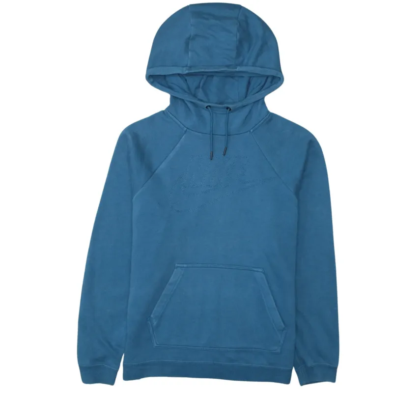 Nike Blue Hoodie Men's Medium Embossed Logo Front Pocket Drawstring Hood Sweatshirt sold by Vintage Club