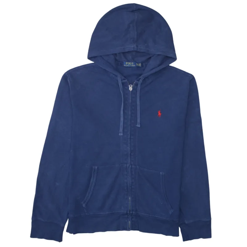 Polo Ralph Lauren Navy Blue Hoodie Women’s XLarge Embroidered Red Pony Zip Pocket Sweatshirt sold by Vintage Club