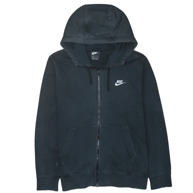 Nike Black Full Zip Hoodie Men's Medium Embroidered Swoosh Split Pocket Sweatshirt sold by Vintage Club