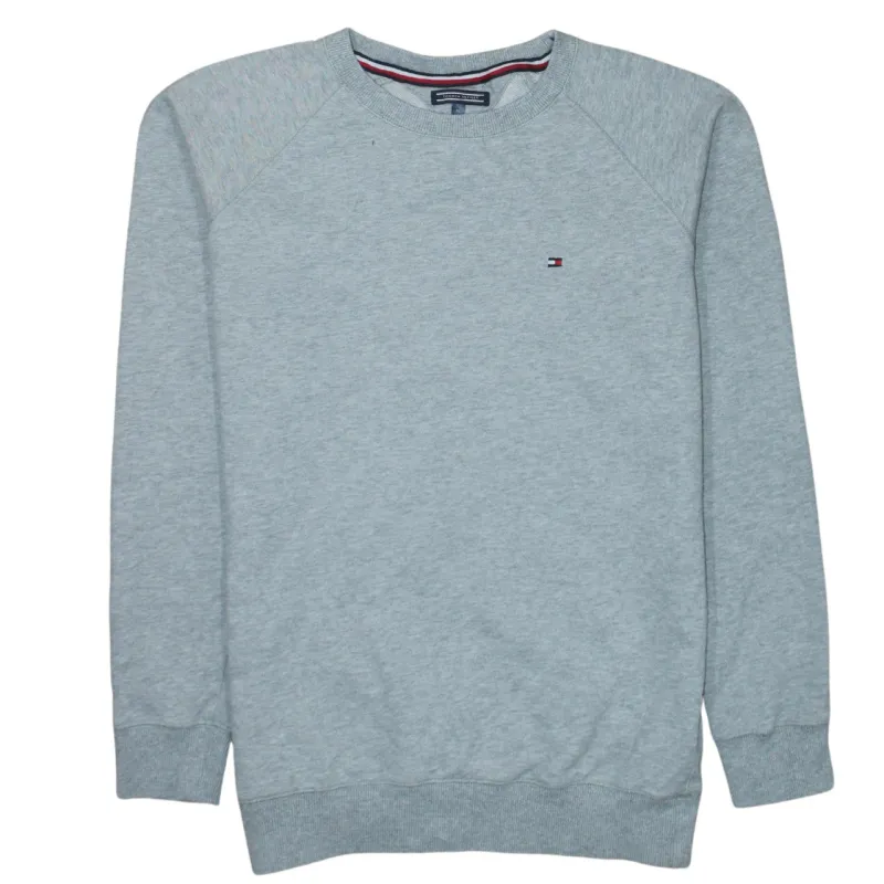 Tommy Hilfiger Light Grey Sweatshirt Men's Medium Embroidered Flag Logo Crewneck Pullover Jumper sold by Vintage Club