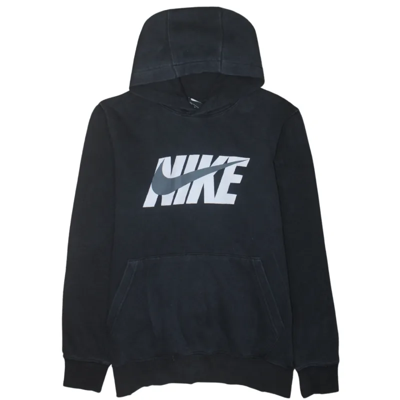 Nike Black Hoodie Men's Medium Printed Chest Logo Front Pocket Pullover Sweatshirt made by Nike