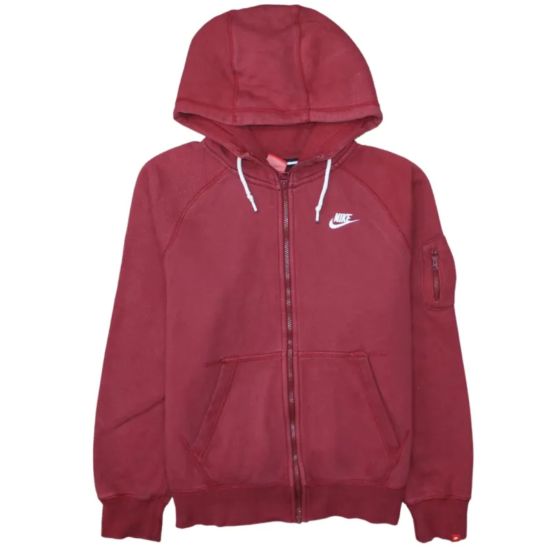 Nike Burgundy Red Full Zip Hoodie Men’s Medium Embroidered Swoosh Pocket Sleeve Sweatshirt sold by Vintage Club
