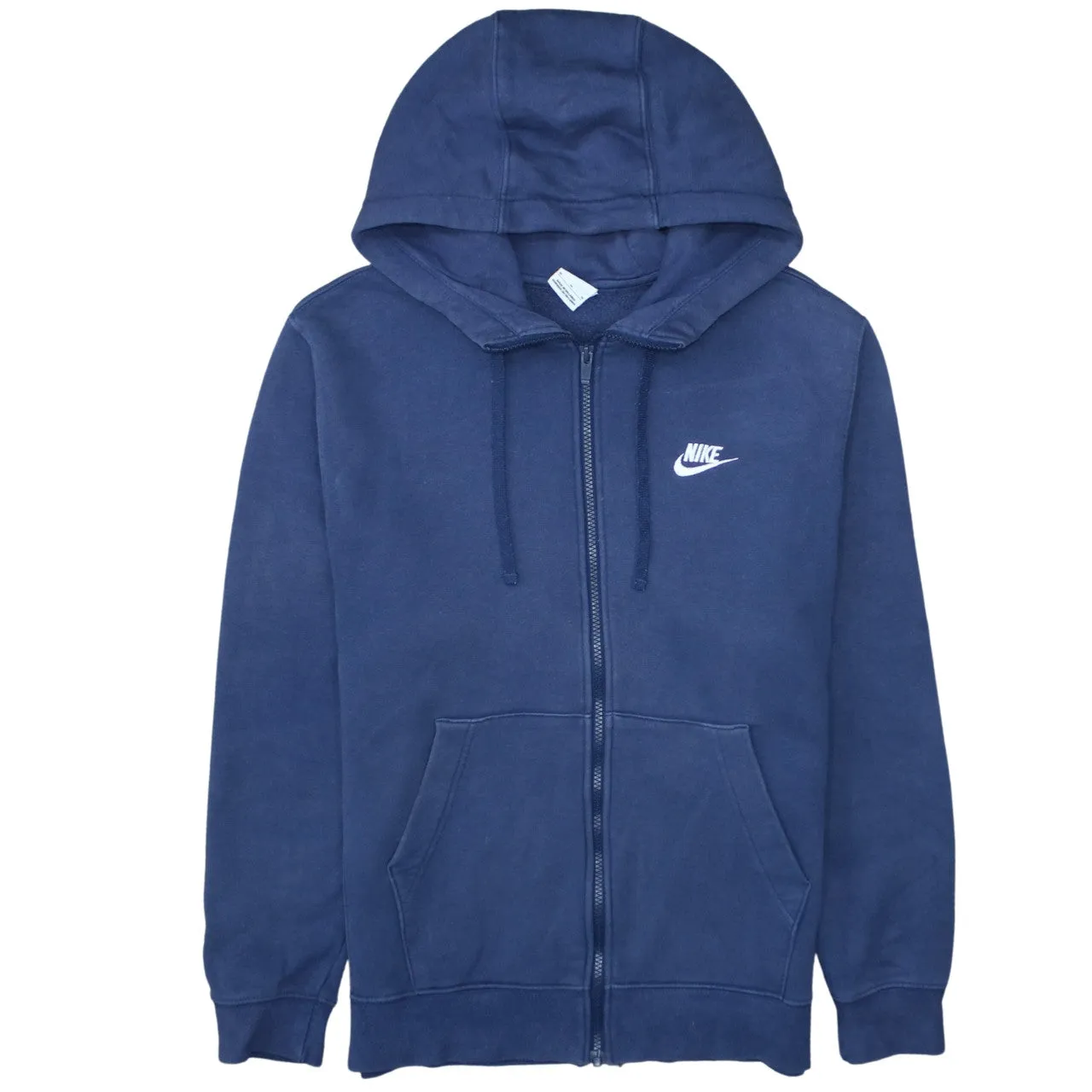 Nike Navy Blue Full Zip Hoodie Men's Medium Embroidered Swoosh Split Pocket Sweatshirt sold by Vintage Club