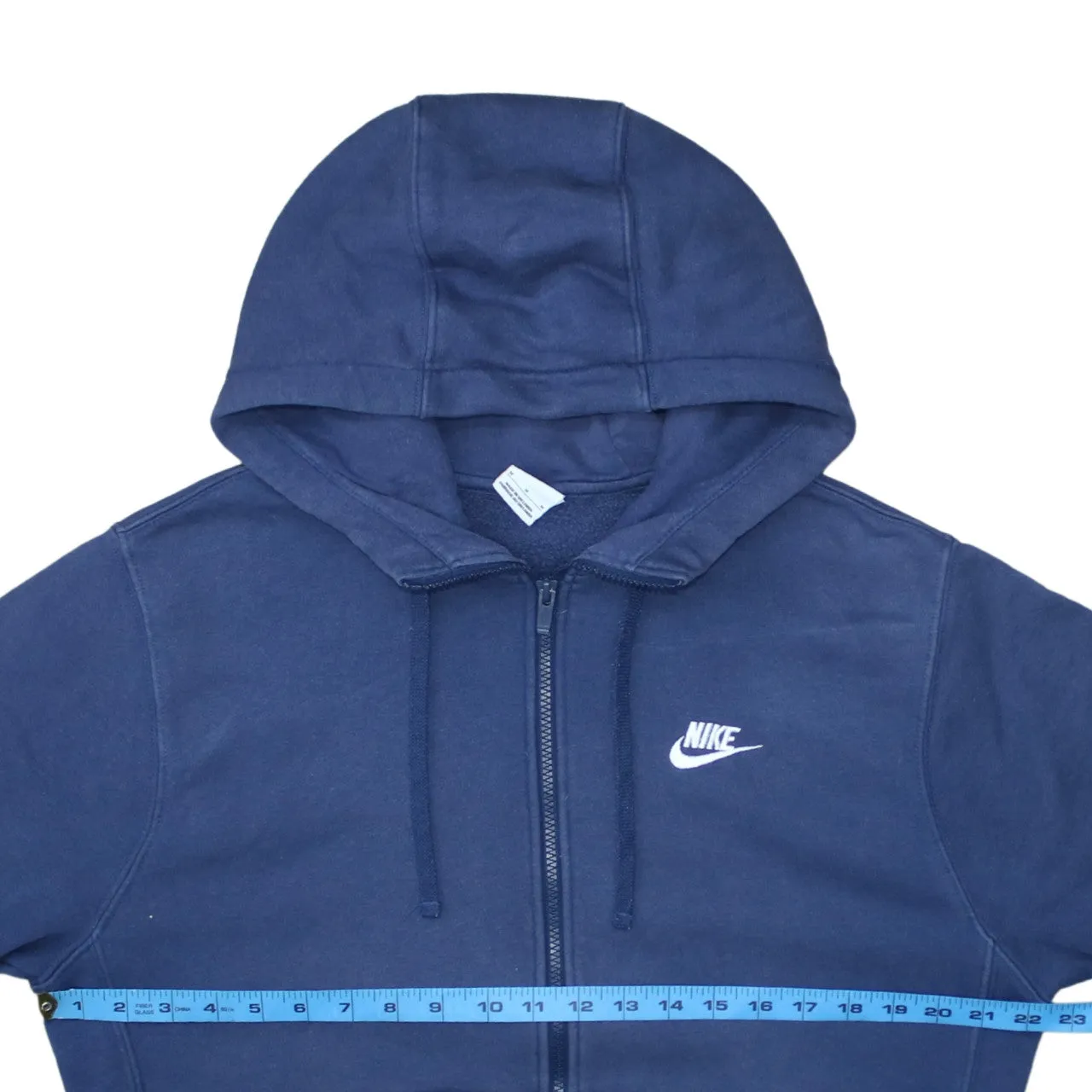 Nike Navy Blue Full Zip Hoodie Men's Medium Embroidered Swoosh Split Pocket Sweatshirt sold by Vintage Club product image thumbnail 5