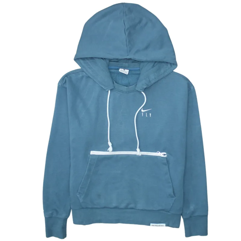 Nike Blue Hoodie Men’s Small Printed Fly Logo Front Zip Pocket Pullover Sweatshirt made by Nike