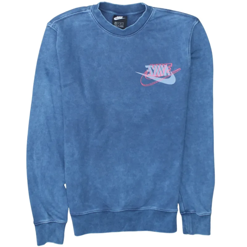 Nike Blue Sweatshirt Women’s XSmall Printed Logo Crewneck Pullover Fleece Top sold by Vintage Club