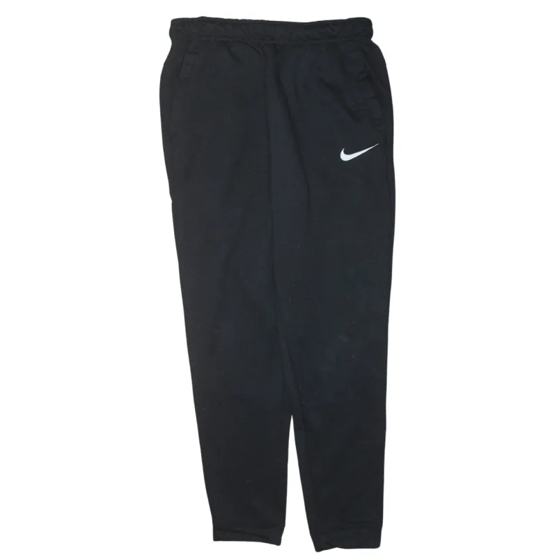 Nike Black Joggers Sweatpants Men's Medium Elastic Waist White Swoosh Logo Tapered Leg sold by Vintage Club