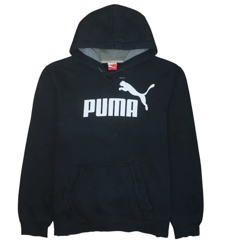 Puma Black Hoodie Men's XLarge Printed Logo Front Pocket Pullover Sweatshirt sold by Vintage Club