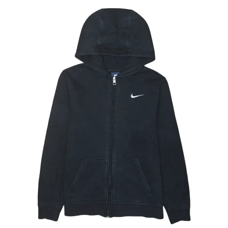 Nike Black Full Zip Hoodie Women's XLarge Embroidered Swoosh Split Pocket Sweatshirt Top sold by Vintage Club