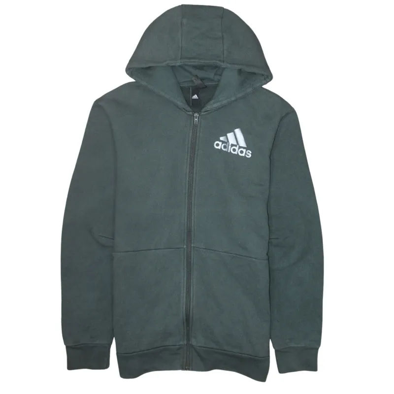 Adidas Dark Green Hoodie Women’s XLarge Full Zip Printed Logo Split Pocket Sweatshirt sold by Vintage Club