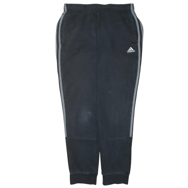 Adidas Black Joggers Men's Medium Elastic Waist Cuffed Hem Side Stripe Logo Sweatpants sold by Vintage Club
