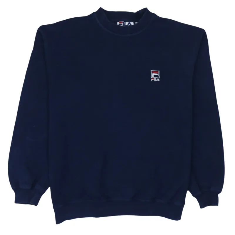 Fila Navy Blue Sweatshirt Men's XSmall Embroidered Chest Logo Ribbed Crewneck Pullover made by Fila