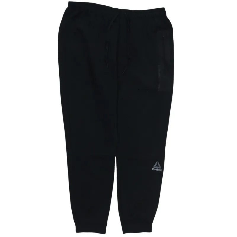 Reebok Black Joggers Sweatpants Men’s XLarge Drawstring Waist Cuffed Ankles Printed Logo sold by Vintage Club