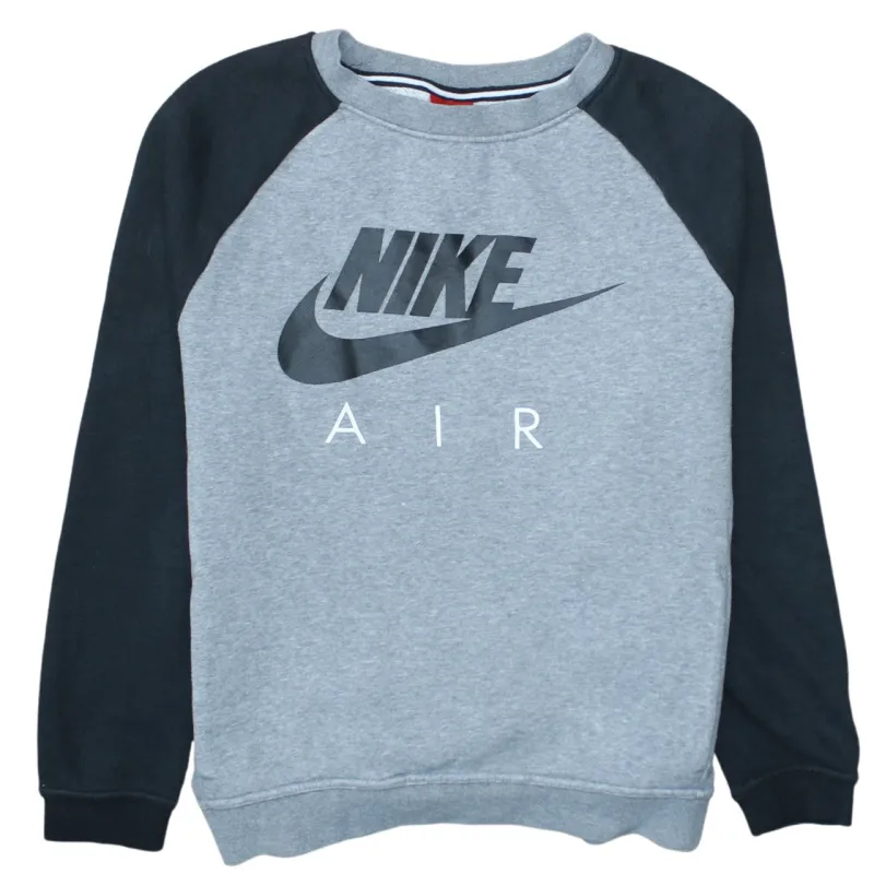 Nike Grey Black Sweatshirt Men's Small Printed Nike Air Logo Raglan Crewneck Pullover Top sold by Vintage Club