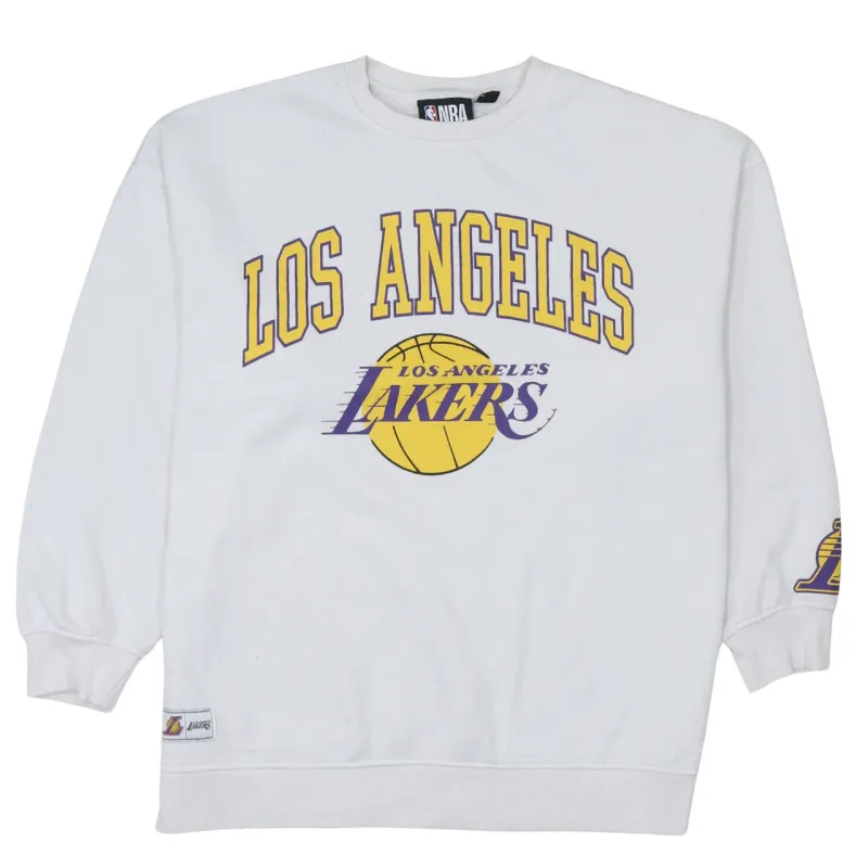 NFL White Sweatshirt Women’s Small Los Angeles Lakers Printed Logo Crewneck Pullover sold by Vintage Club