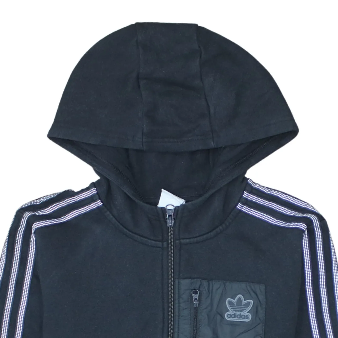 Adidas Black Full Zip Hoodie Women’s XSmall Trefoil Chest Logo Three Stripe Sleeves Sweatshirt sold by Vintage Club product image thumbnail 3