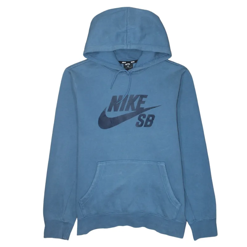 Nike Blue Hoodie Women’s Large Printed Nike SB Logo Front Pocket Pullover Sweatshirt made by Nike