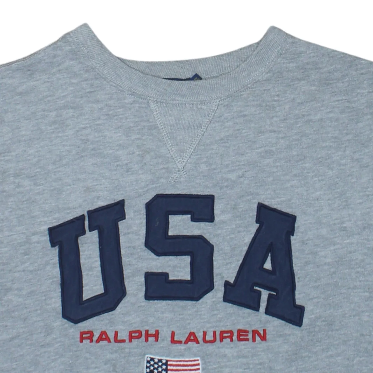 Polo Ralph Lauren Grey Sweatshirt Men's XSmall USA Flag Embroidered Logo Crewneck Pullover Top sold by Vintage Club product image thumbnail 3