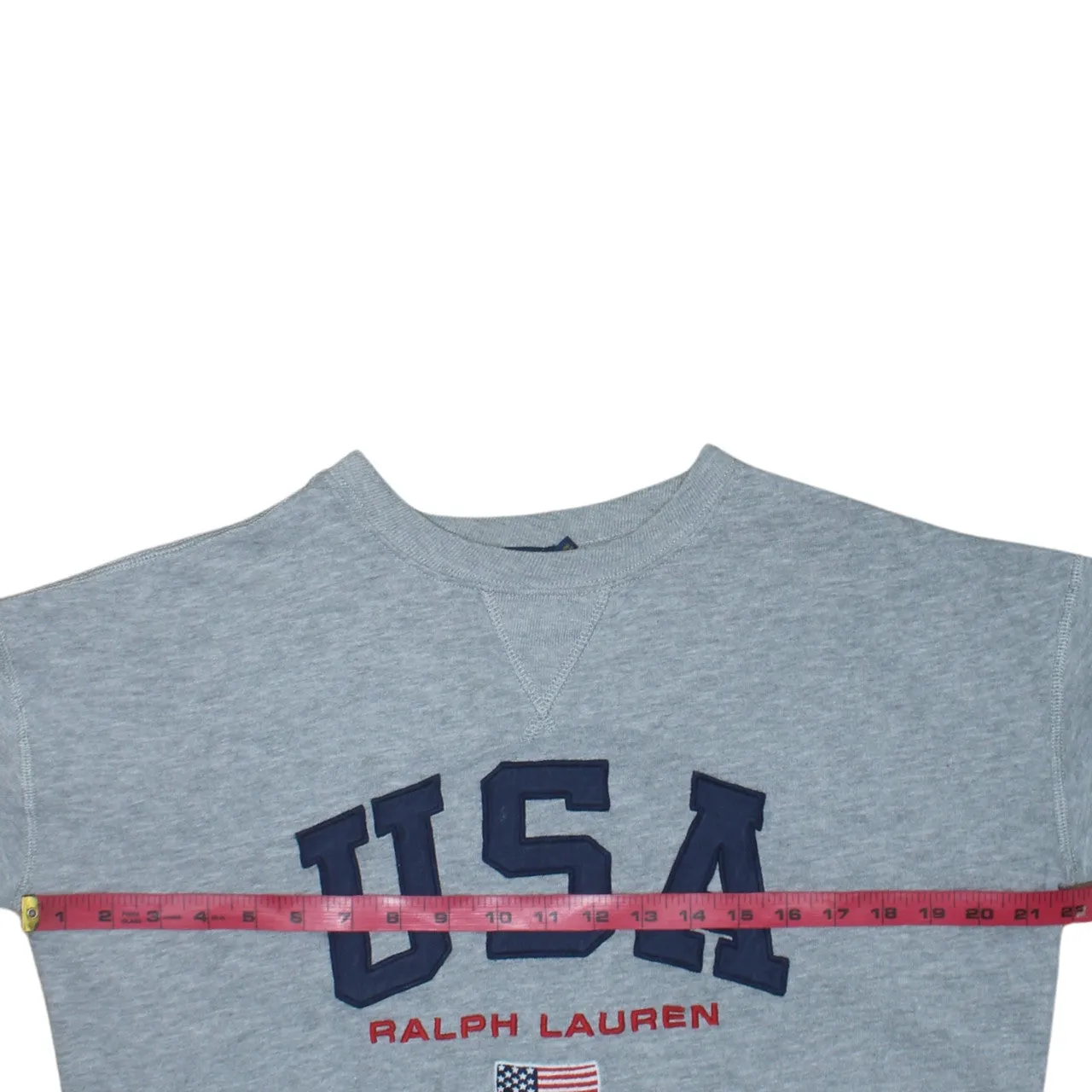 Polo Ralph Lauren Grey Sweatshirt Men's XSmall USA Flag Embroidered Logo Crewneck Pullover Top sold by Vintage Club product image thumbnail 5
