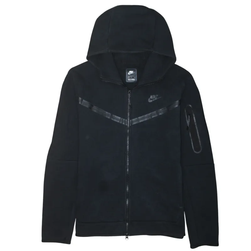 Nike Black Tech Fleece Hoodie Men's Medium Zip Front Arm Pocket Printed Logo Jacket sold by Vintage Club