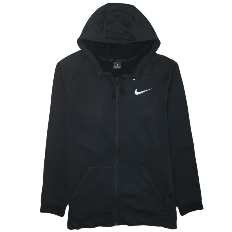 Nike Black Full Zip Hoodie Women’s XLarge Printed Swoosh Logo Split Pocket Fleece Top sold by Vintage Club
