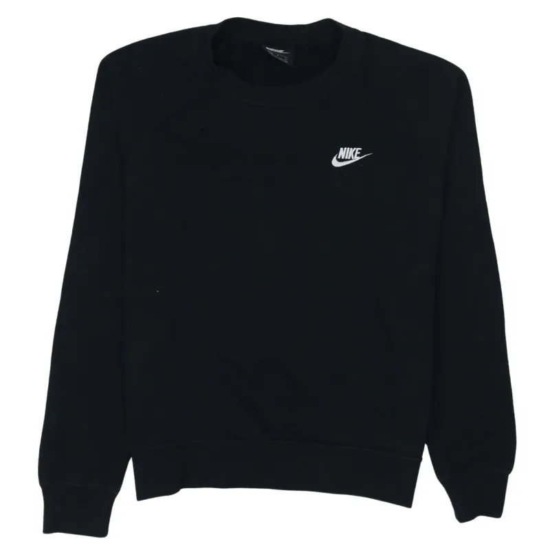 Nike Black Sweatshirt Men's Small Embroidered Swoosh Logo Raglan Sleeve Pullover Jumper sold by Vintage Club