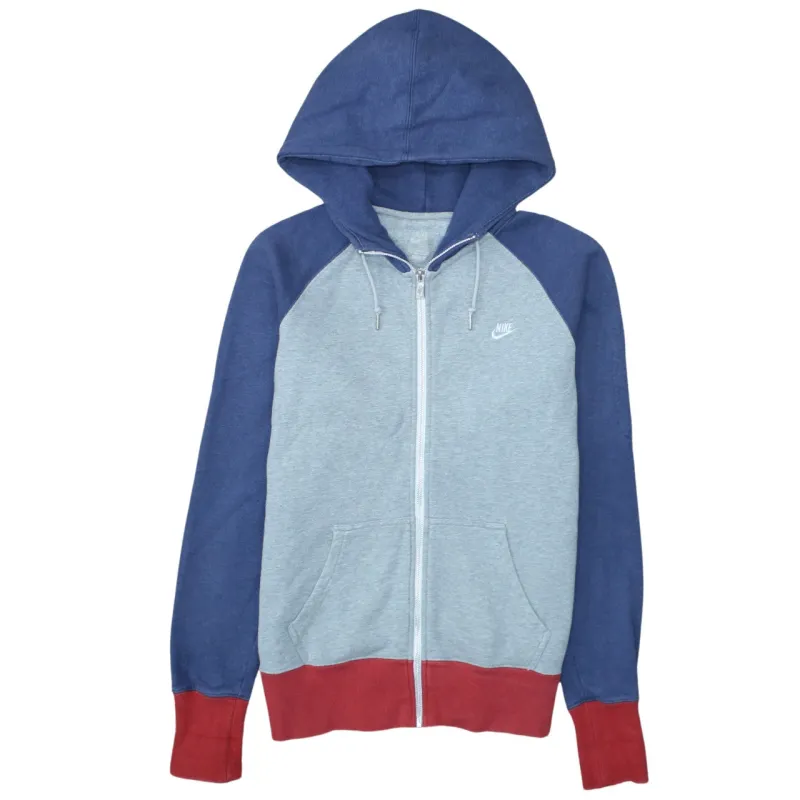 Nike Blue Grey Full Zip Hoodie Men's Small Embroidered Swoosh Pocket Casual Sweatshirt sold by Vintage Club