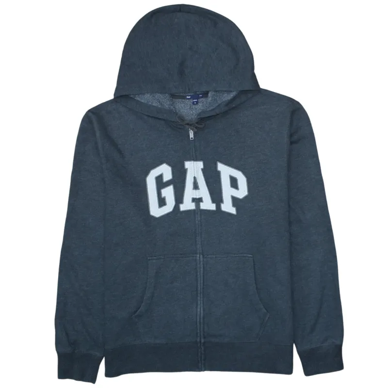 Gap Charcoal Zip Hoodie Women’s XLarge Embroidered Logo Split Pocket Fleece Sweatshirt sold by Vintage Club