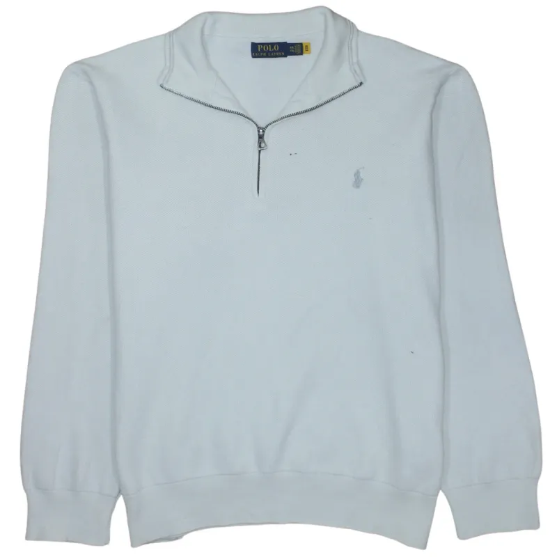 Polo Ralph Lauren White Quarter Zip Sweatshirt Women's XXLarge Embroidered Pony Pullover Jumper made by Polo by Ralph Lauren