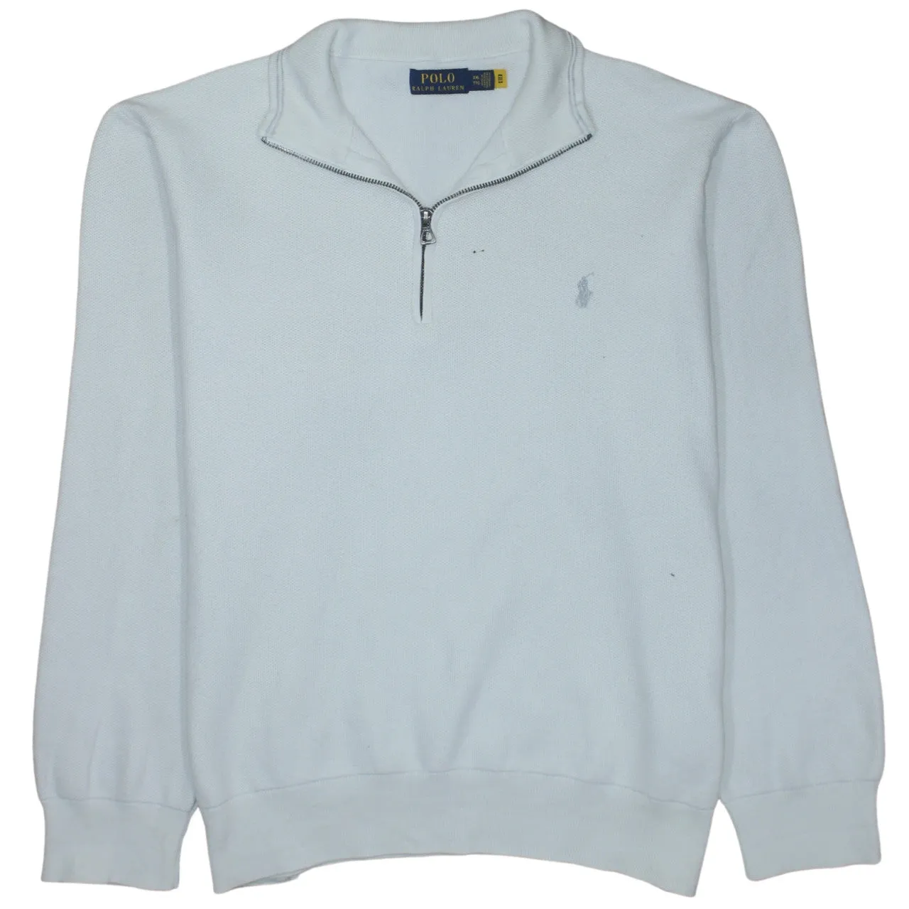 Polo Ralph Lauren White Quarter Zip Sweatshirt Women's XXLarge Embroidered Pony Pullover Jumper sold by Vintage Club
