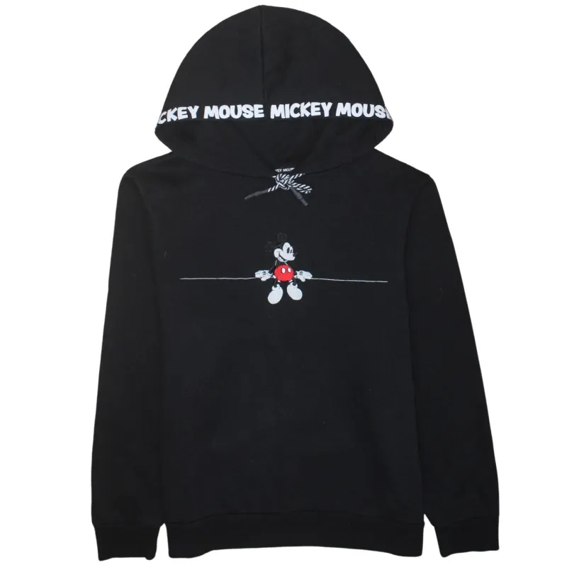 Disney Black Hoodie Women’s XLarge Printed Mickey Mouse Graphic Hooded Sweatshirt Top sold by Vintage Club
