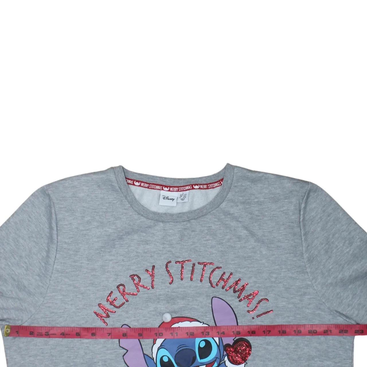 Disney Grey Sweatshirt Women’s Large Printed Merry Stitchmas Stitch Graphic Pullover Top sold by Vintage Club product image thumbnail 5