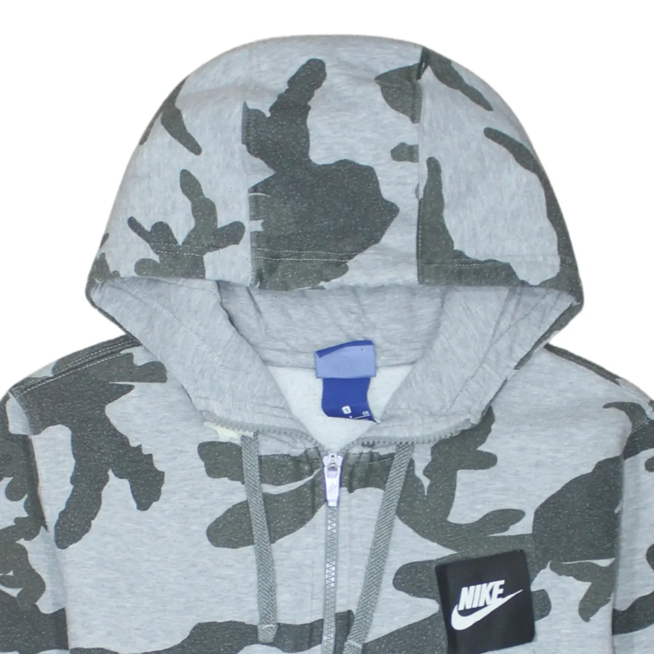 Nike Grey Camo Full Zip Hoodie Women’s Small Printed Chest Logo Fleece Sweatshirt sold by Vintage Club product image thumbnail 3